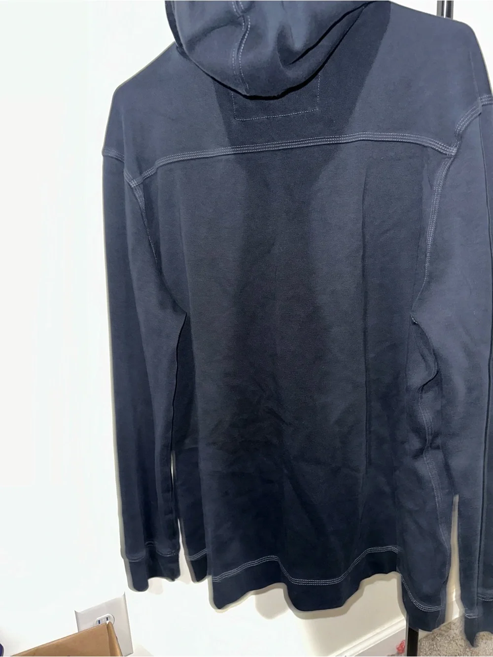 Banana Republic Navy Hooded Henley with Contrast Stitching